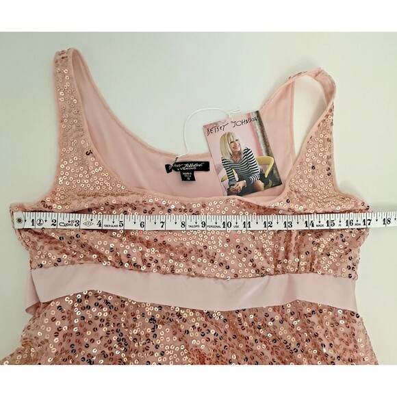 Betsey Johnson Women's Party Dress Sz 10 Pink Sequins Babydoll Fit and Flare - Picture 6 of 9